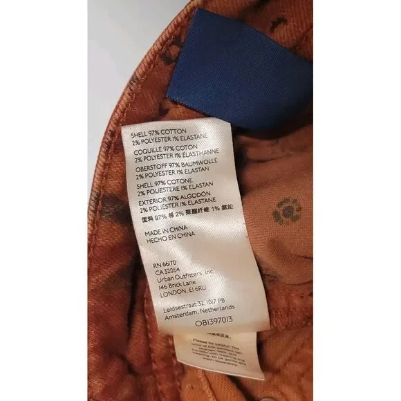 Pilcro Anthropologie The Slim Boyfriend Jeans Orange Motif Distressed Sz 26 - Picture 4 of 4